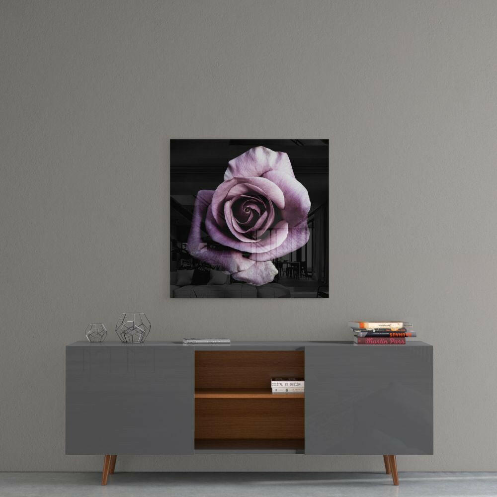 Insigneart USA Insigneart USA Purple Rose Glass Wall Art