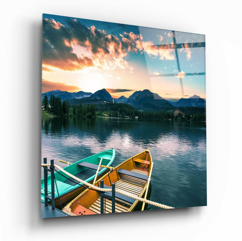 Insigneart USA Insigneart USA Lake and Mountain Landscape Glass Wall Art
