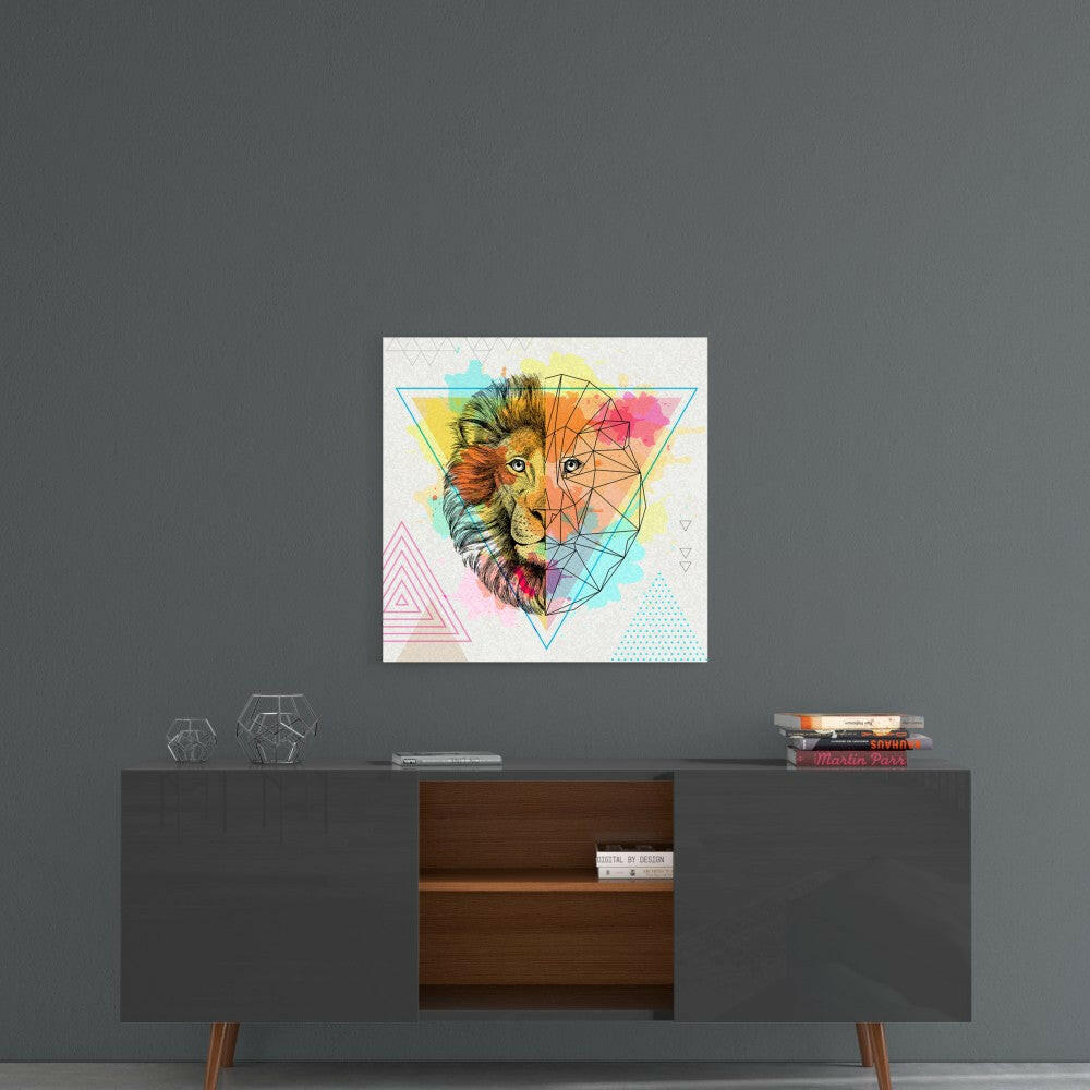 Insigneart USA Insigneart USA Fact and Fiction Lion Glass Wall Art