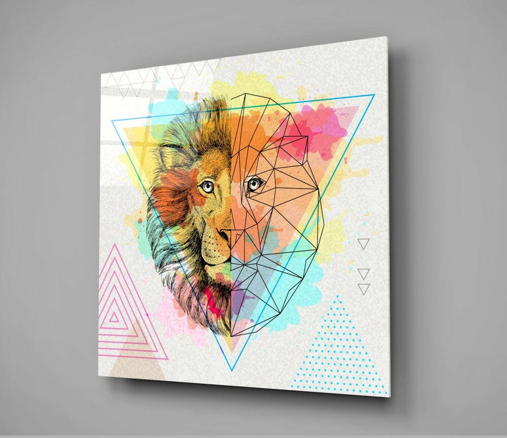 Insigneart USA Insigneart USA Fact and Fiction Lion Glass Wall Art