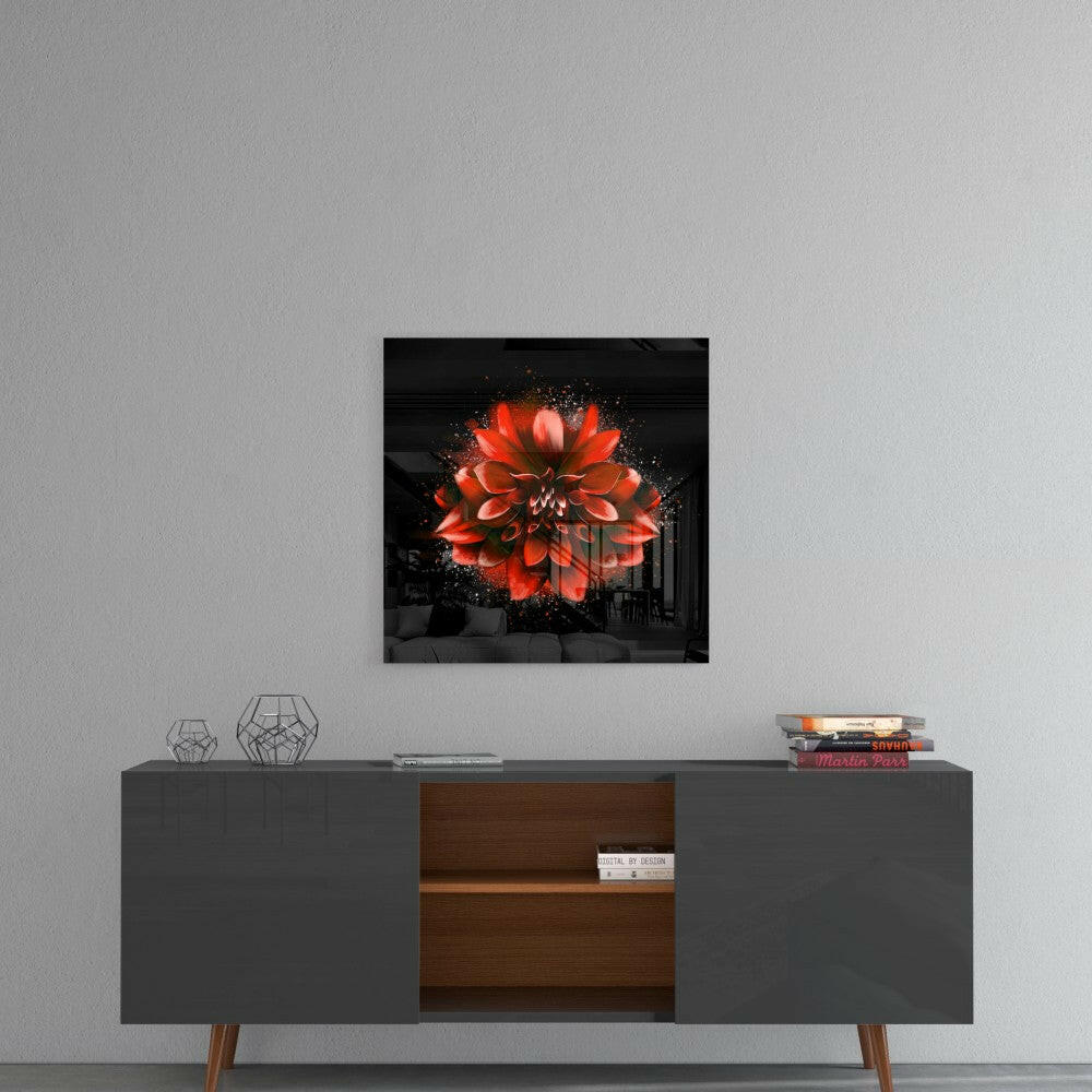 Insigneart USA Insigneart USA Red Lotus Glass Wall Art