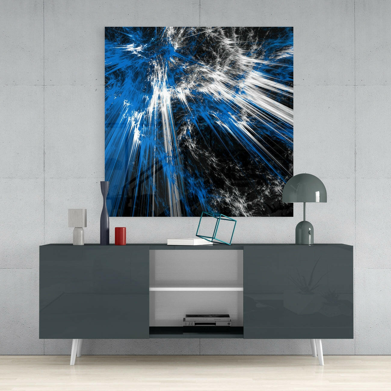 Insigneart USA Insigneart USA Blue Explosion Glass Wall Art