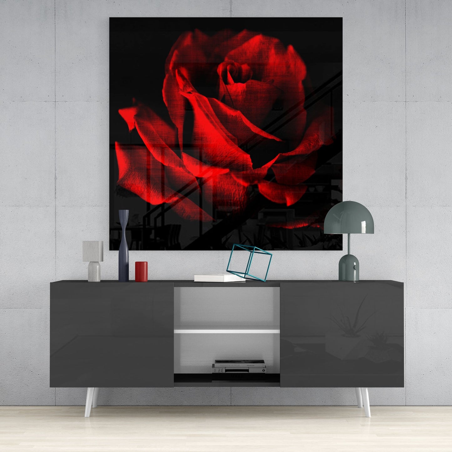 Insigneart USA Insigneart USA Red Rose Glass Wall Art