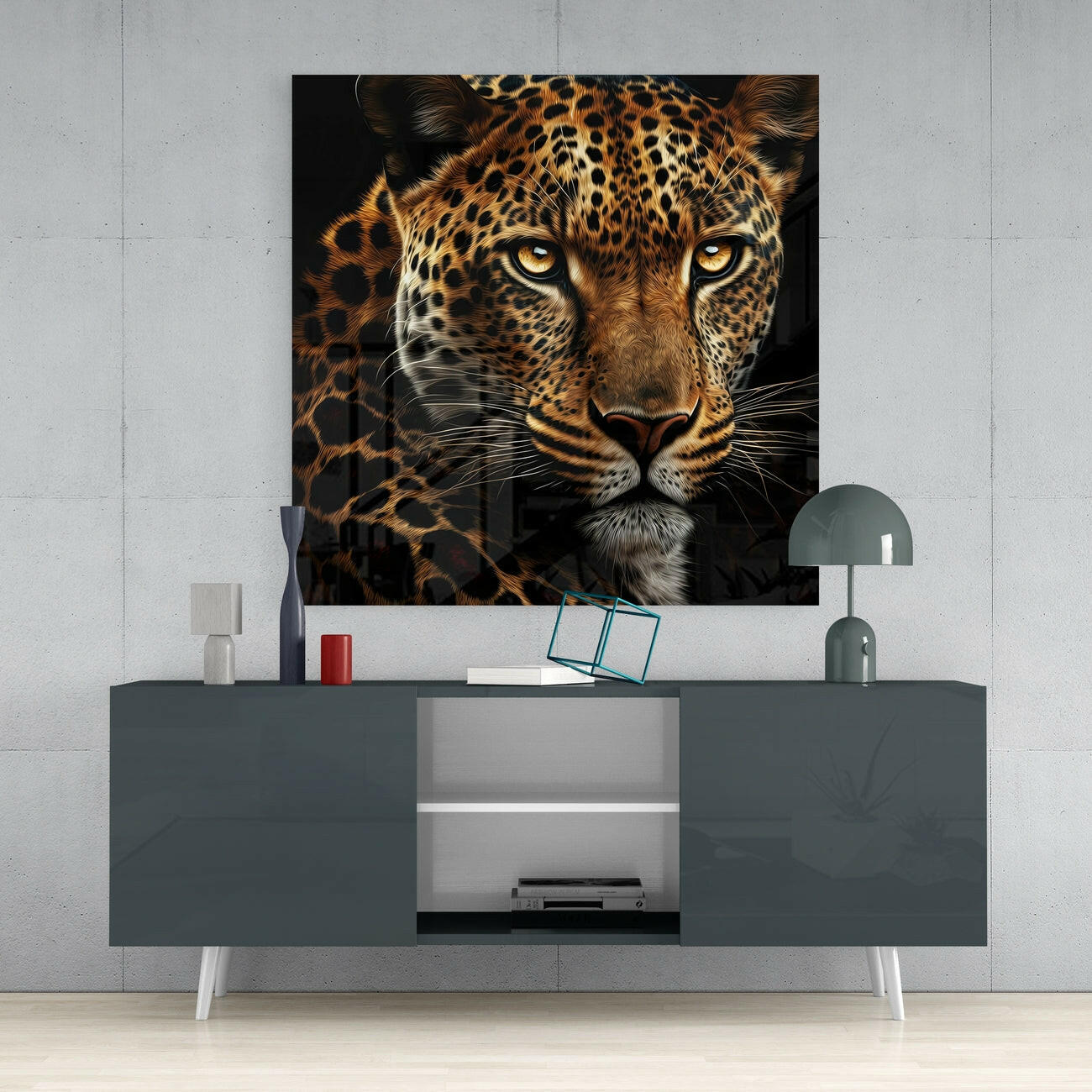 Leopard Glass Wall Art || Designer Collection Insigneart USA