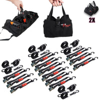 TorkStrap M500 | 14'x1'' Spring Loaded Tie Down Straps - Adapts to Load Shifts - 1500lbs Max Load - Just Pull Alternative to Ratchet Straps with Hooks - For Securing Motorcycles, Kayaks, ATVs TorkStrap