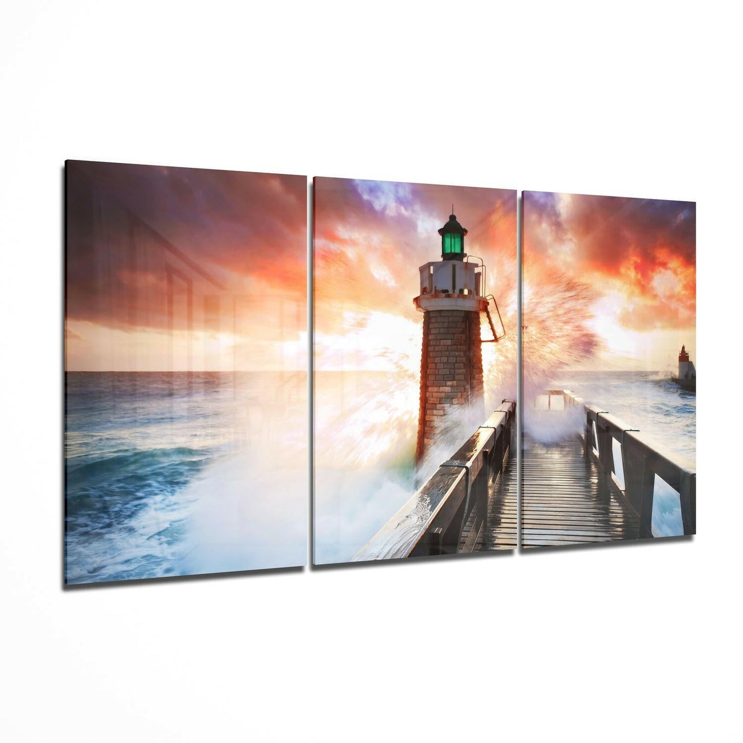 Insigneart USA Insigneart USA Lighthouse and Pier Glass Wall Art