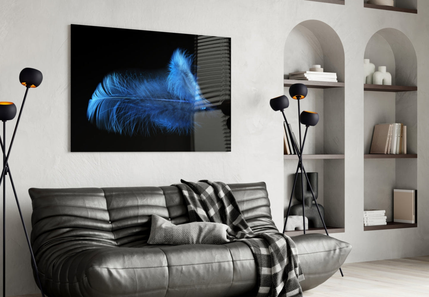 Insigneart USA Insigneart USA Blue Feather Glass Wall Art