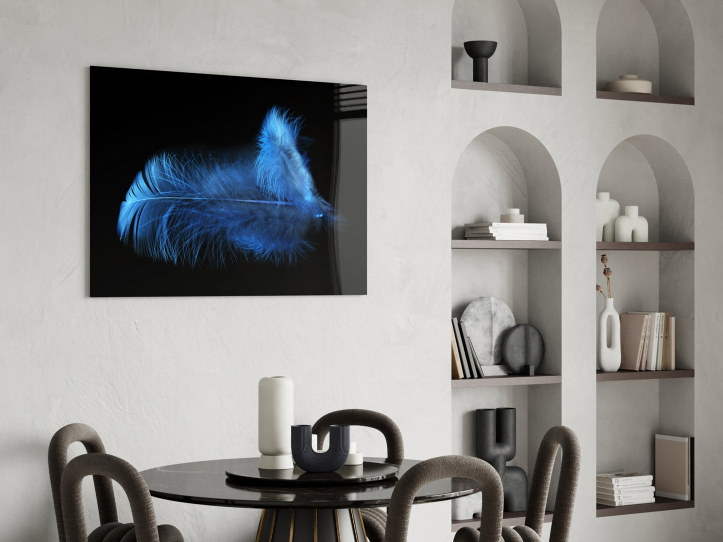 Insigneart USA Insigneart USA Blue Feather Glass Wall Art