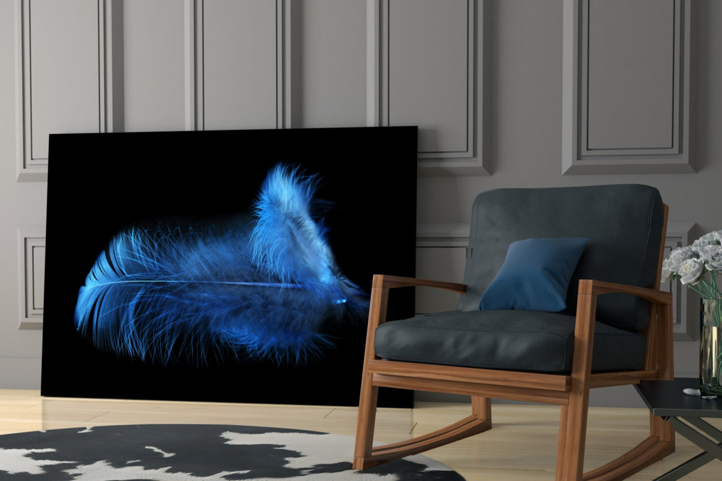 Insigneart USA Insigneart USA Blue Feather Glass Wall Art