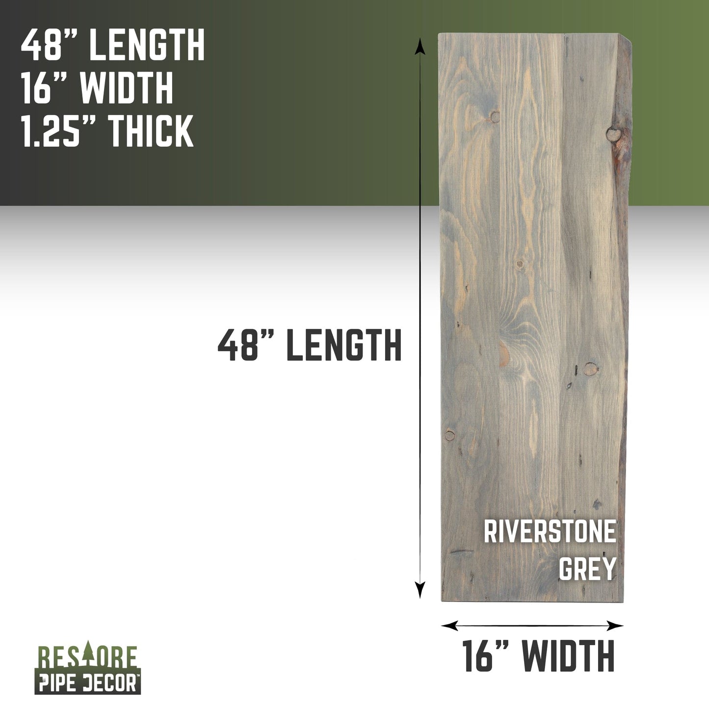 RESTORE Riverstone Grey Solid Live Edge Wood Console Tabletop