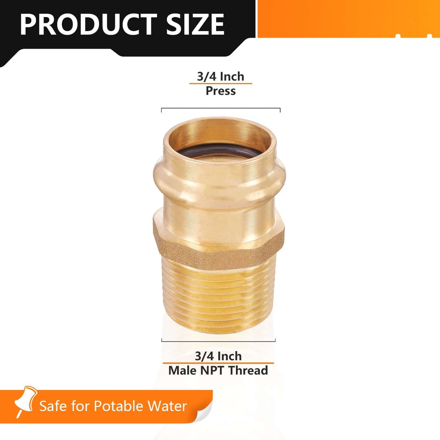 3/4" Press x 3/4" Male Brass Adapter (Lead Free)