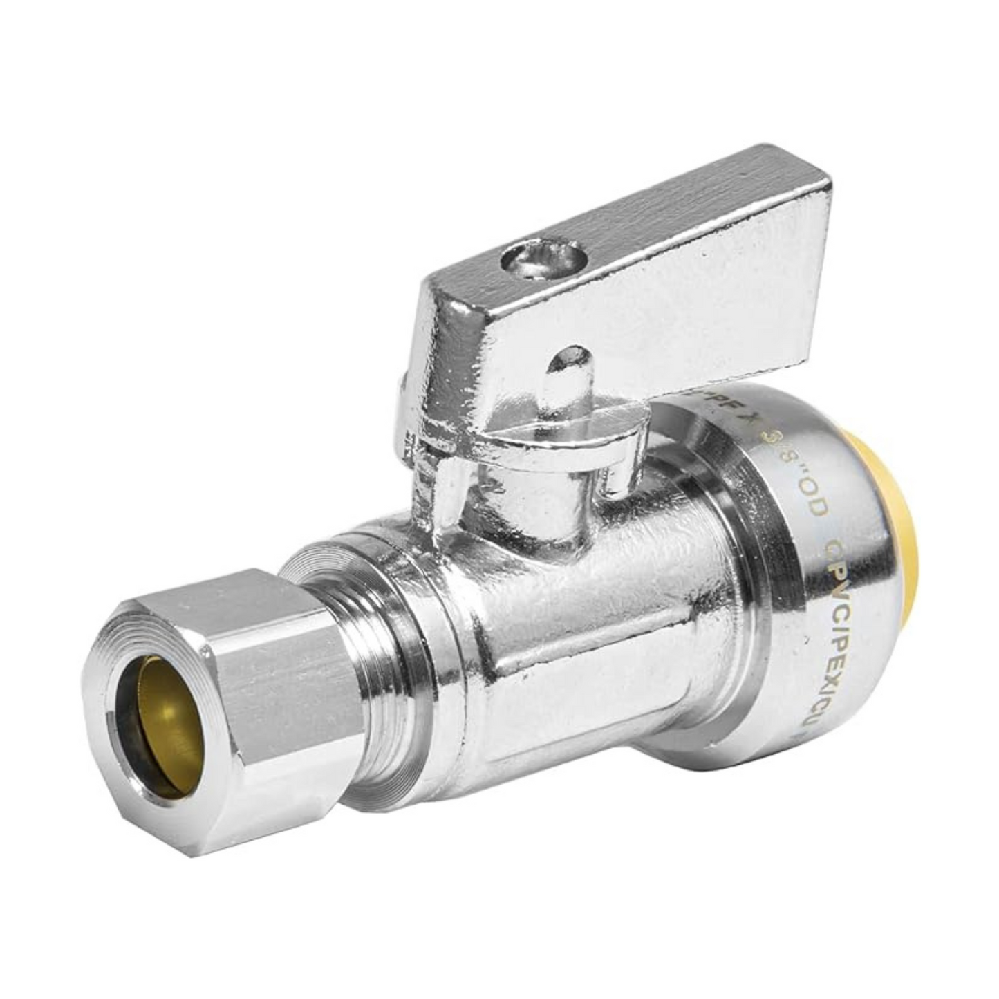 10 Pcs 1/2" Push Connect x 3/8" OD Compr. Unigold Push Fit Straight Stop Valve, 1/4 Turn (Lead Free) Plumbingsell