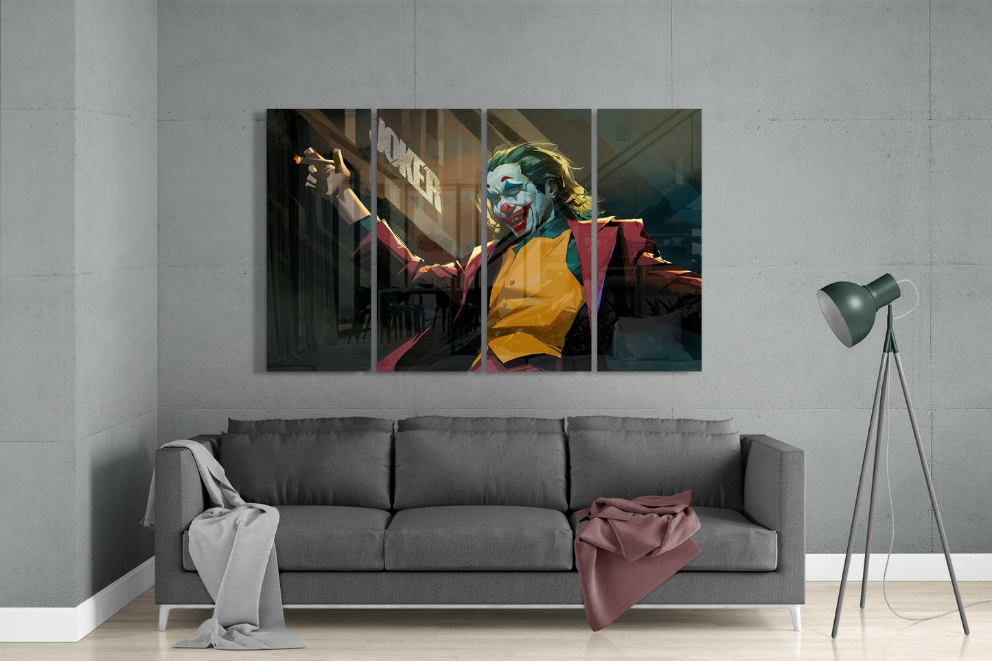Insigneart USA Insigneart USA Joker 4 Pieces Mega Glass Wall Art (59"x36")