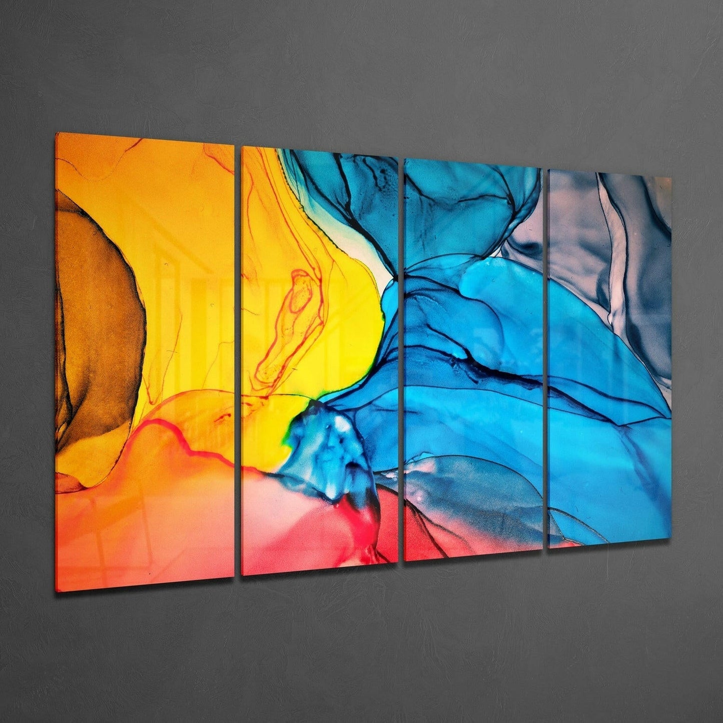 Dance of Colors 4 Pieces Mega Glass Wall Art (59"x36")