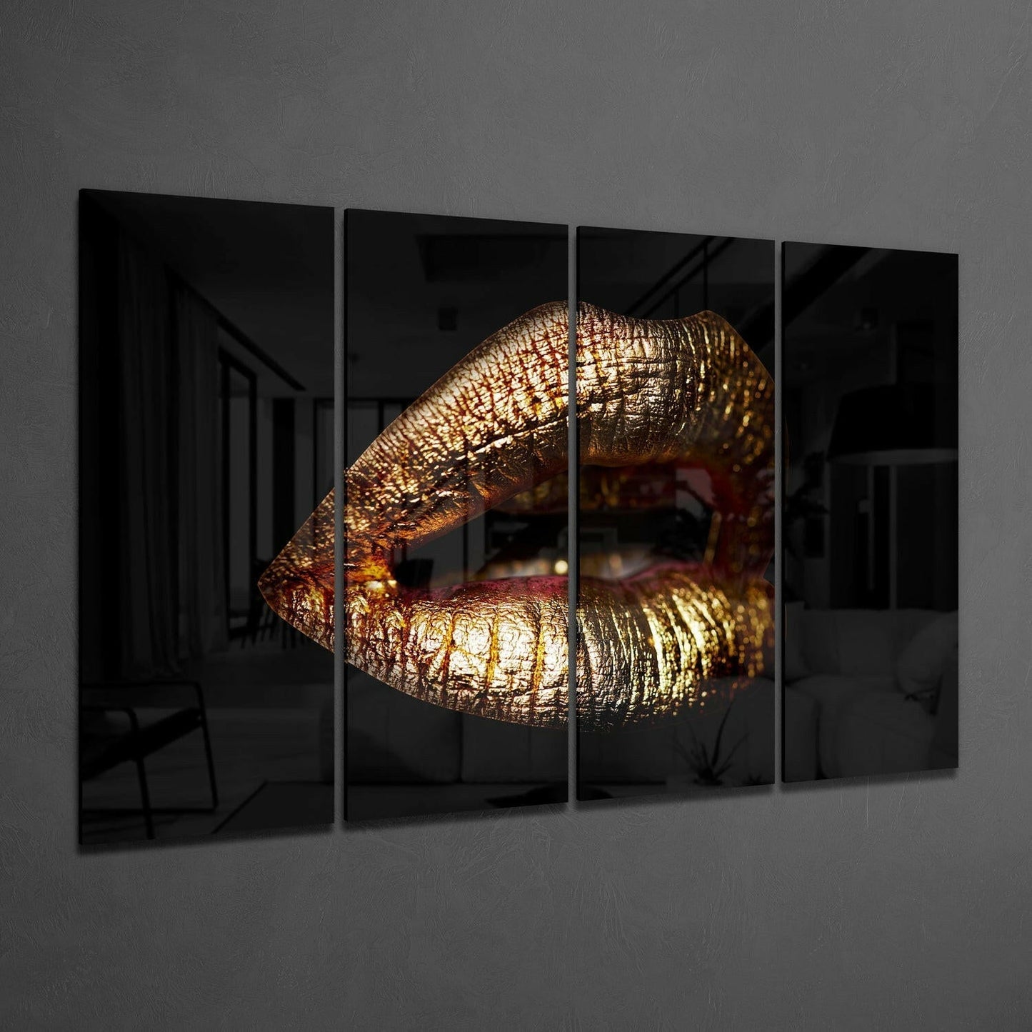 Insigneart USA Insigneart USA Lips 4 Pieces Mega Glass Wall Art (59"x36")