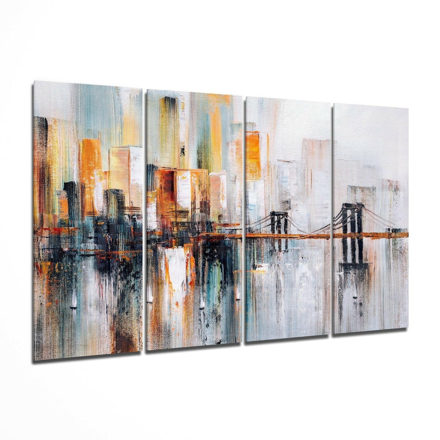 Insigneart USA Manhattan Silhouette 4 Pieces Mega Glass Wall Art (59"x36")