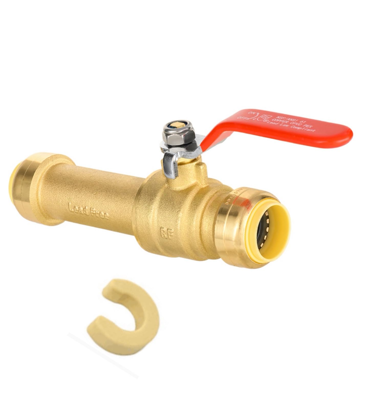 10 Pcs 3/4" Push Fit Slip Ball Valves, RED (Lead Free)