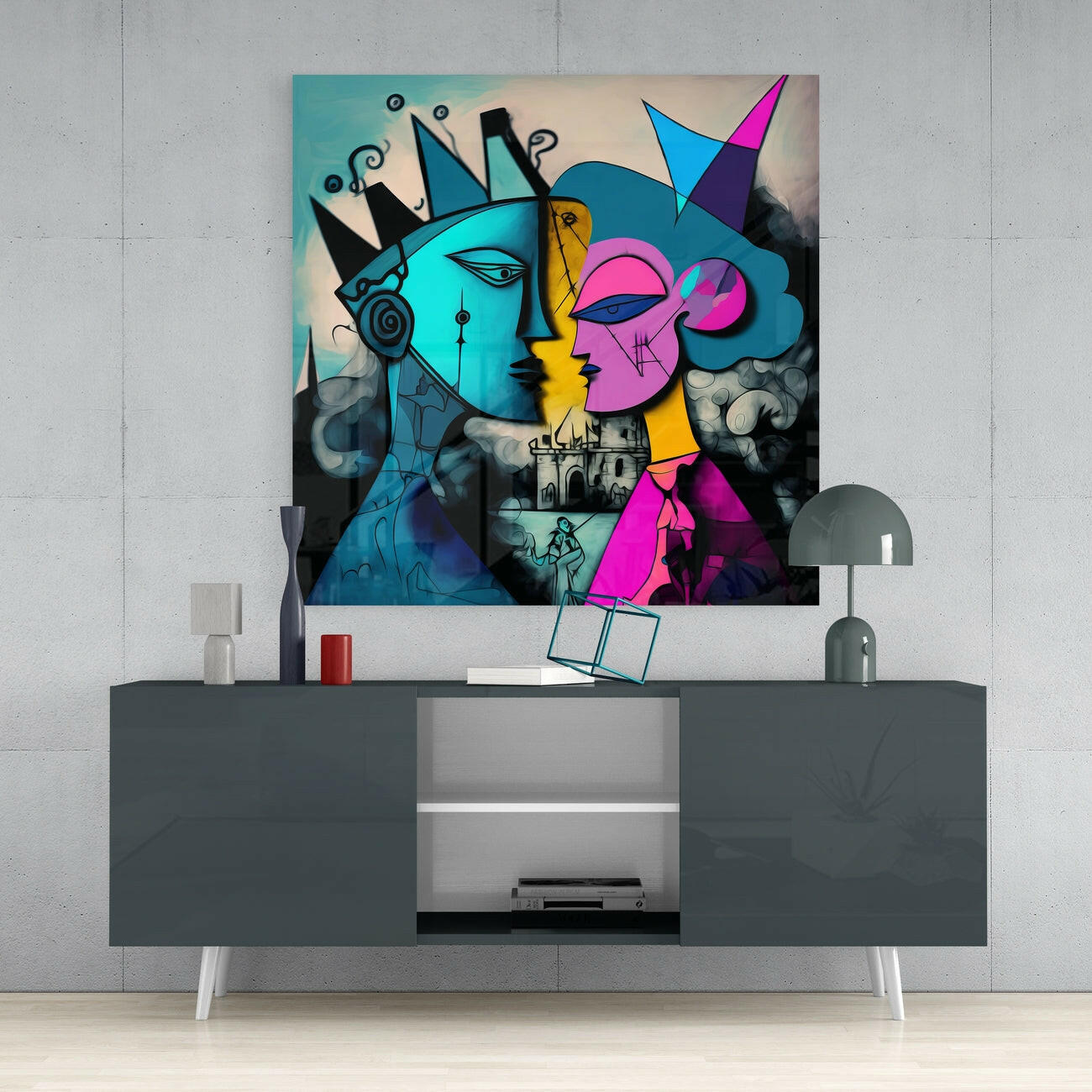 Insigneart USA Picasso's Mind Glass Wall Art || Designer Collection
