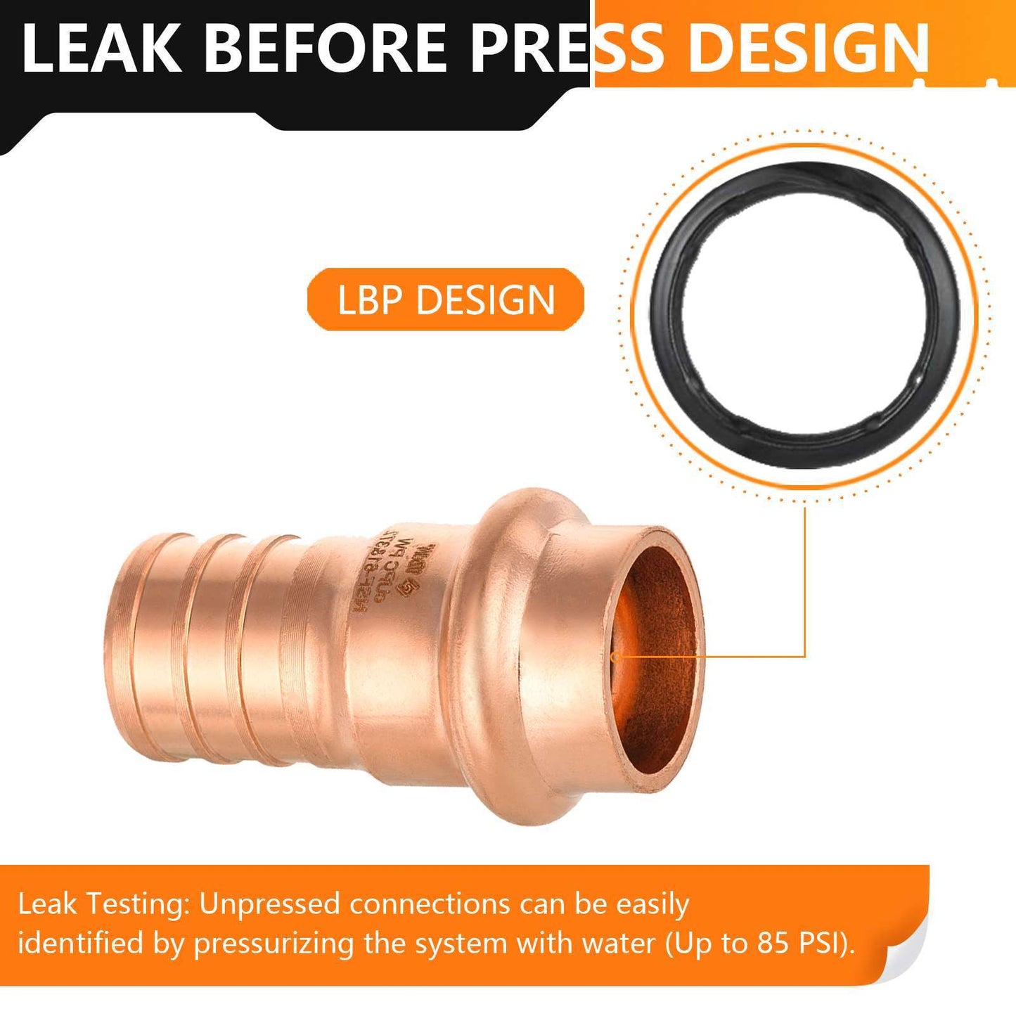 30 Pcs 1/2" Press Copper x 3/4" PEX Crimp Adapter (Lead Free)