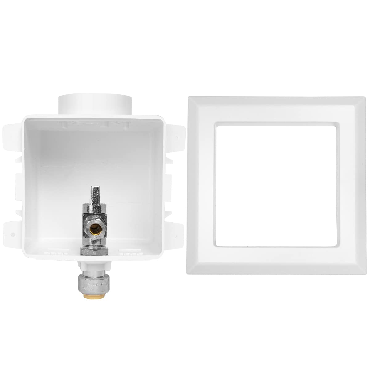 1/2" Push fit Inlet, Toilet Outlet Box, with Installed 1/4 Turn Ball Valve
