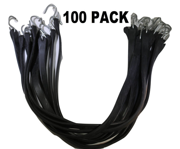 21 Inch Rubber Tarp Straps w/ Crimped S Hooks | 100 PACK RatchetStrap.Com