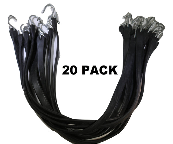 15 Inch Rubber Tarp Straps w/ Crimped S Hooks | 20 PACK RatchetStrap.Com