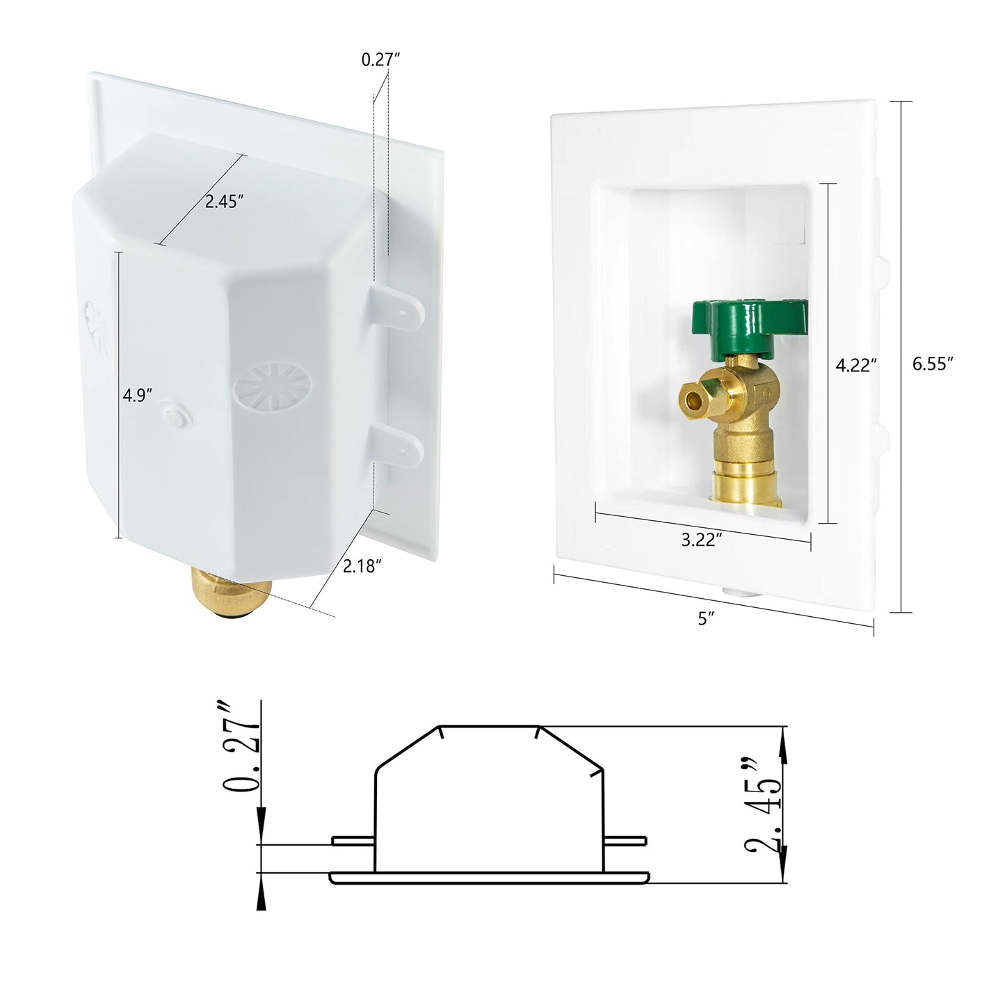 10 Pcs 1/2" PEX Expansion (F1960) Inlet, Ice Maker Outlet Box,