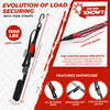 TorkStrap M500 | 14'x1'' Spring Loaded Tie Down Straps - Adapts to Load Shifts - 1500lbs Max Load - Just Pull Alternative to Ratchet Straps with Hooks - For Securing Motorcycles, Kayaks, ATVs TorkStrap