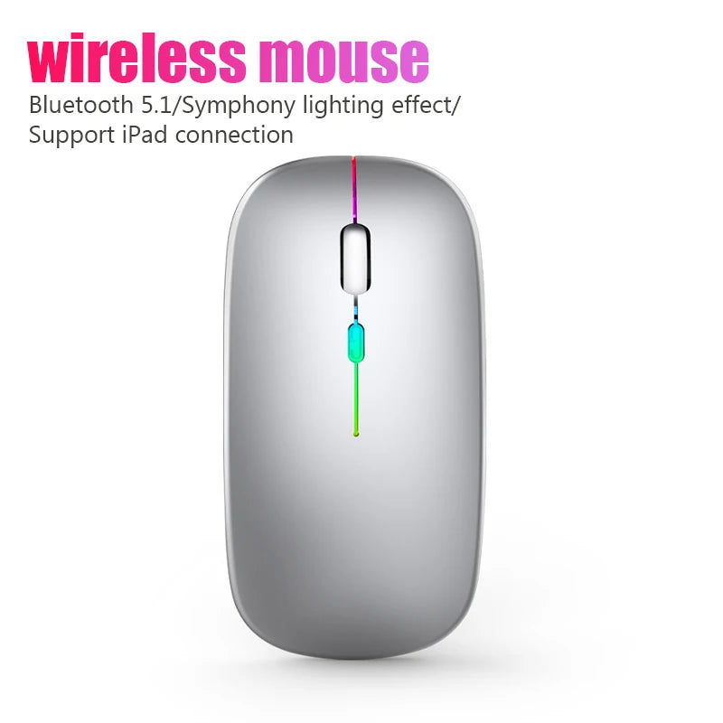 Wireless Bluetooth Mouse RGB Rechargeable Mice Wireless Computer Mause LED Backlit Ergonomic Gaming Mouse for Laptop PC 3600DPI