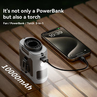 20000mAh Outdoor Portable Waist Fan Hanging Neck Fan Strong Wind with Power Bank LED Lighting for Sports Courier Outdoor Working