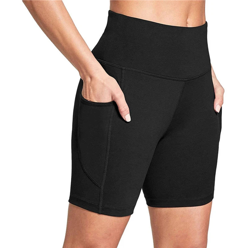 Leggings Women High Waist Yoga Sport Shorts Biker Shorts Women Sports Leggings For Fitness Cross Waist Pocket Yoga Pant