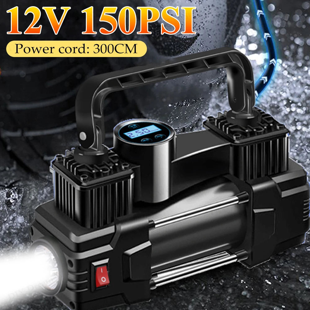 12V 150PSI Car Tire Pump Portable Auto Air Pump Digital Display Electric Car Tire Inflator Up To Vacuum Tire Pump for Auto