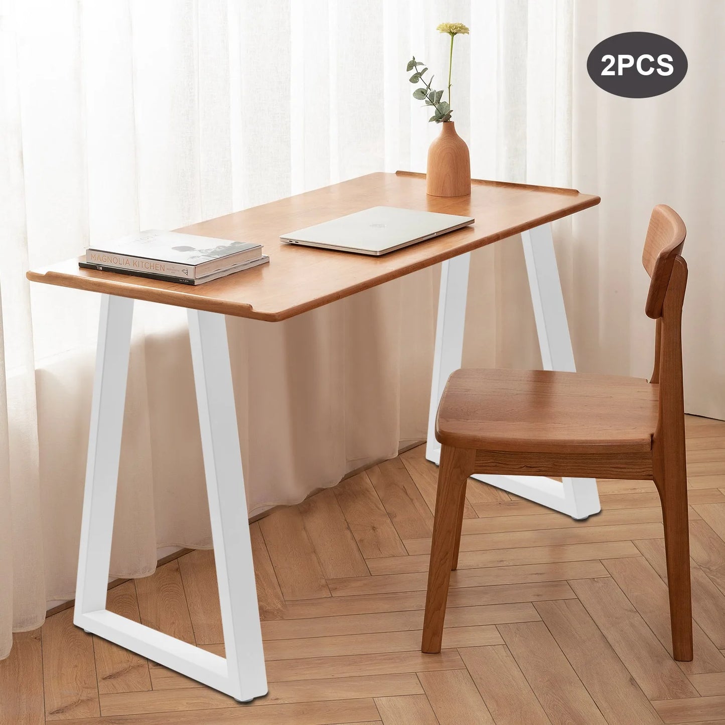 28Inch White Metal Table Legs, 2pcs Trapezoidal Table Support Frames, Furniture Parts Suitable for Dining Tables, Computer Desks
