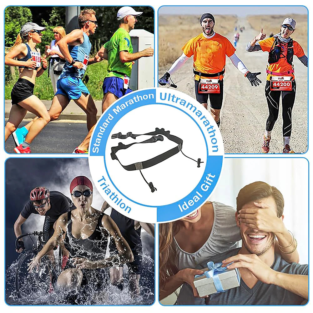 Outdoor Running Waist Belt with 6 Loops Triathlon Race Belt Running Bib Belt for Running Cycling Triathlon Marathon