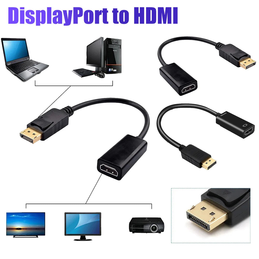 4K DisplayPort to HDMI-compatible Adapter Converter Display Port Male DP to Female HD TV Cable Adapter Video Audio For PC TV