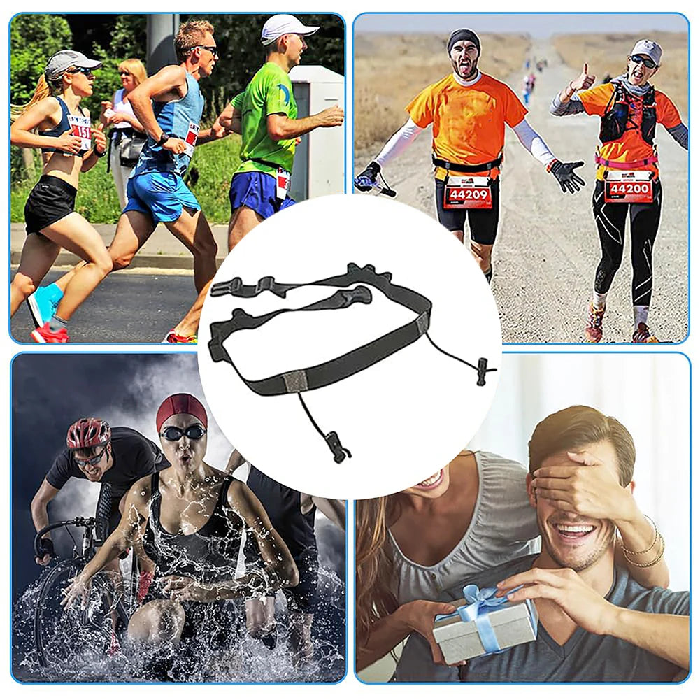 Outdoor Running Waist Belt with 6 Loops Triathlon Race Belt Running Bib Belt for Running Cycling Triathlon Marathon