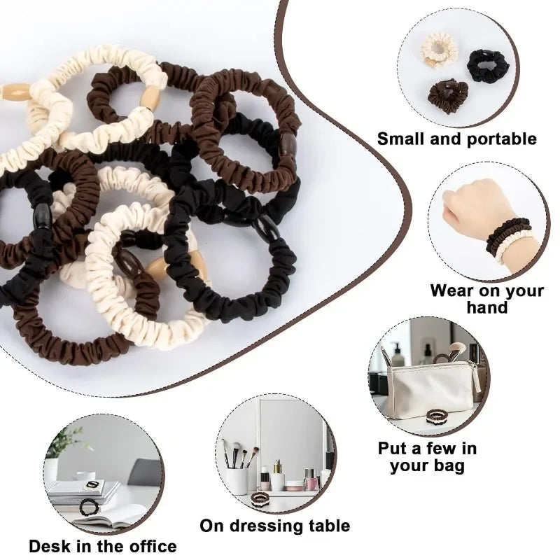 12PCS Elastic Hair Ties - No Crease Scrunchies for All Hair Types, Curly Ties Scrunchies for Women, Girls