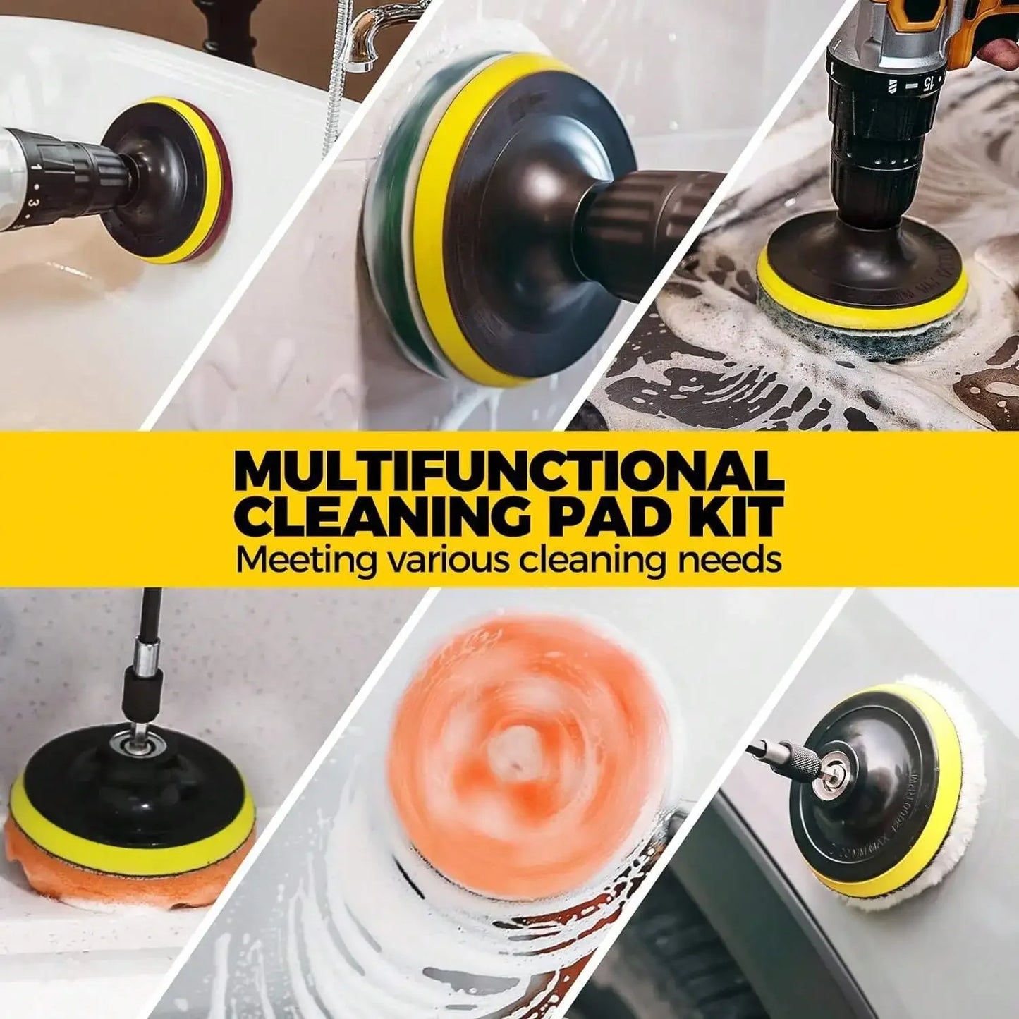 20 Pack Power Scrubber Brush Set with Extend Long Attachment, Drill Brush Attachments, Scrub Pads, Sponge, Buffing Pads, Car