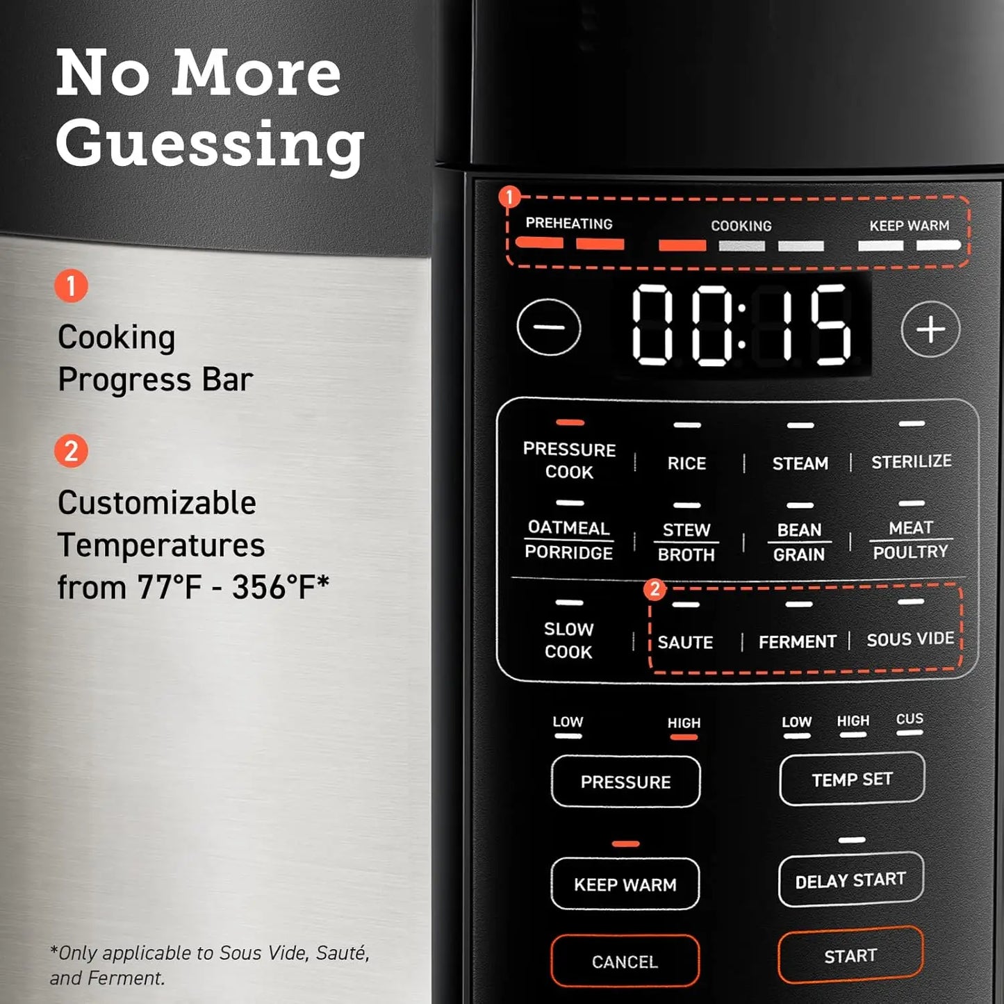 Pressure Cooker Electric 6 qt, 9-in-1 Instant Multi Kitchen Appliances, Safer Venting Design, Rice Cooker, Slow Cooking