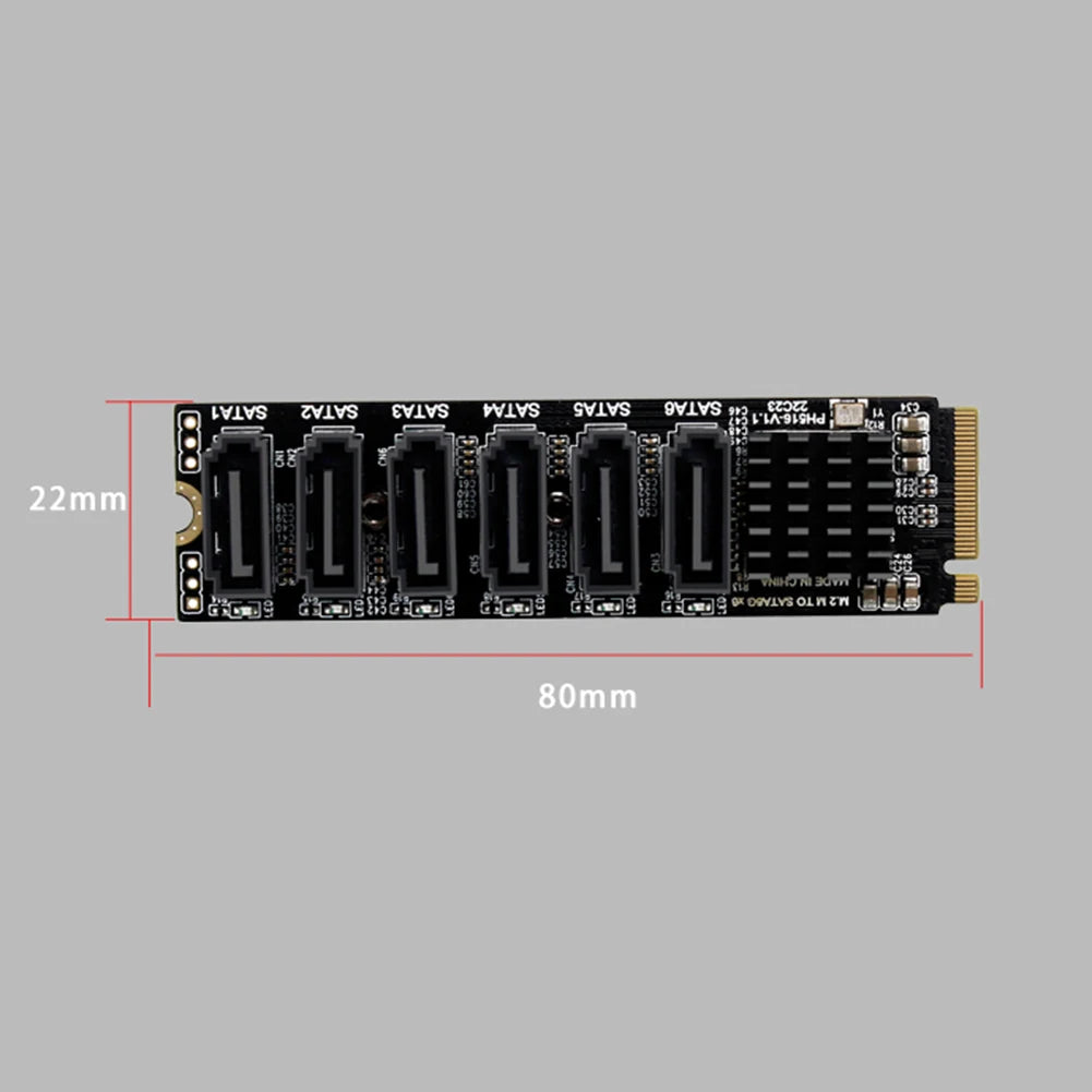 M2 M-EKY PCIE3.0 To SATA6G Docking Expansion Card 6 Port Expansion Card 16000 MB/s Transmission Speed for Hard Disk Support SATA