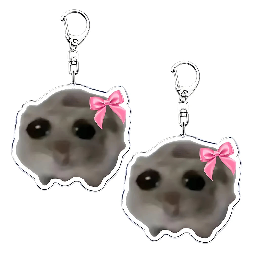 Funny Pendant Keyring I Am Just A Girl Popular Meme Key Chain Cute Meme Crying Hamster Gift for Friends Women