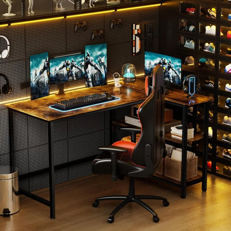 L Shaped Desk - 39" Home Office Computer Desk with Shelf, Gaming Desk Corner Table for Work, Writing and Study