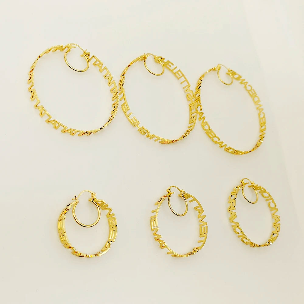 DODOAI 40mm-90mm Hoop Name Earrings Customize Name Earrings Hoop Stainless Steel Customized Personalized Jewelry with Gift Box