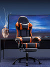 Gaming Chair with Footrest, PU Leather Video Game Chairs for Adults, Reclining Gamer Chair Office Desk Chair