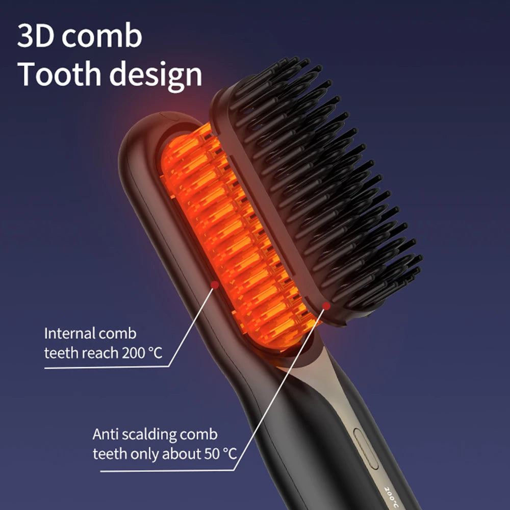 Cordless Professional Hair Straightener Hot Heating Comb Electric Brush For Hair Smoothing Iron Negative Ion Hair Styling Tool