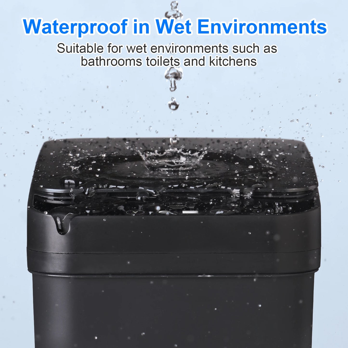 2 Pack 12L Bathroom Automatic Trash Can Touchless Motion Sensor Slim Garbage Can Lid for Bedroom Living room Office Black