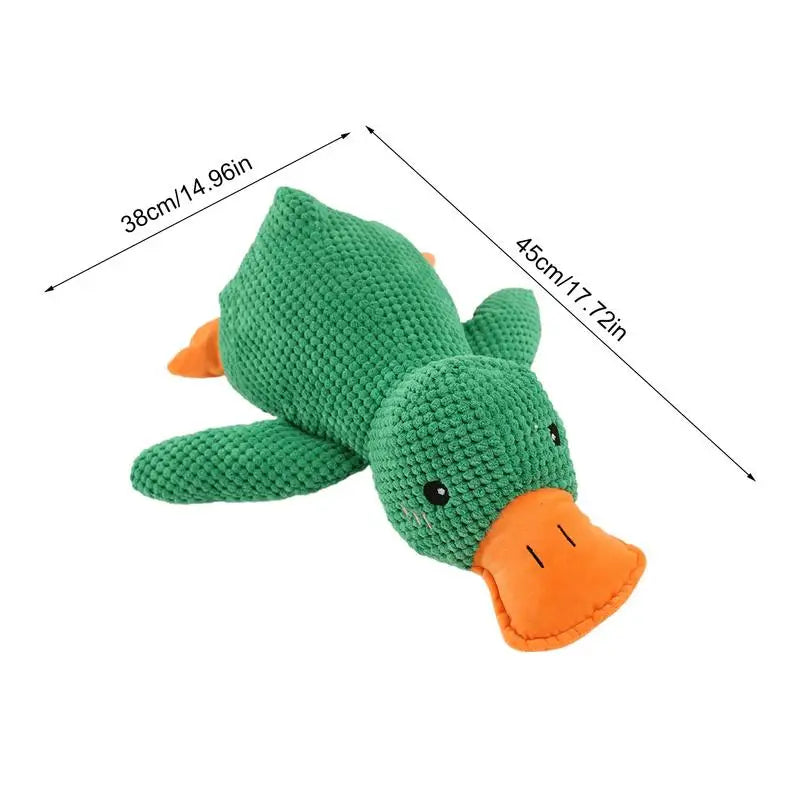 The Mellow Dog Calming Duck Cute No Stuffing Duck with Soft Squeaker Wild GooseChew Toy Cleaning Teeth