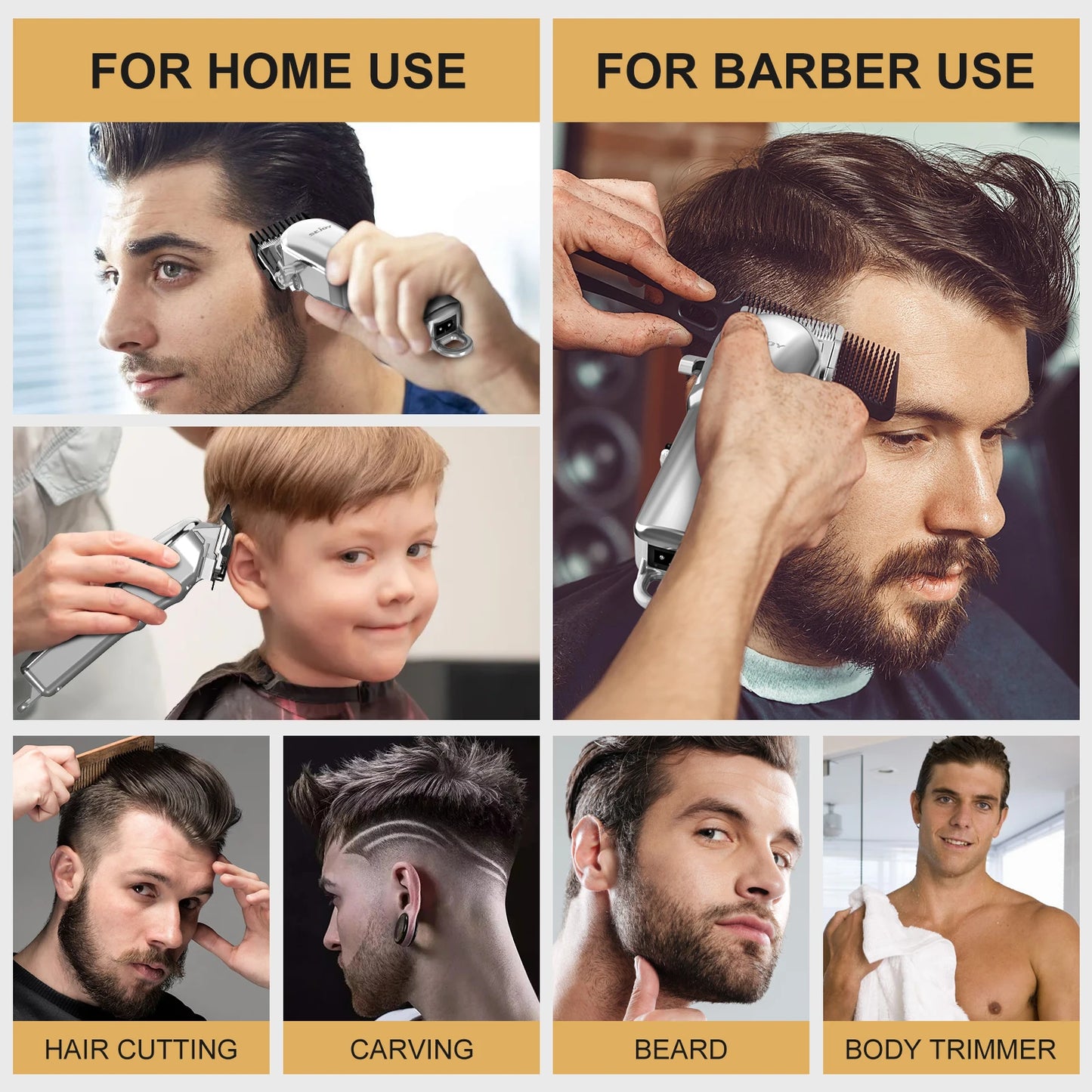 Sejoy Professional Hair Cutting Machine Hair Cutting Kit Cordless Barber Clipper Set with LED Display Hair Clippers for Men