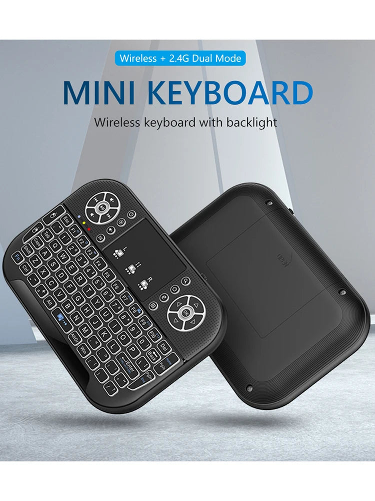 Fly Air Mouse Remote Control 2.4G&Bluetooth-compatible Backlit Handheld Remote Keyboard with Touchpad Rechargeable for PC Laptop