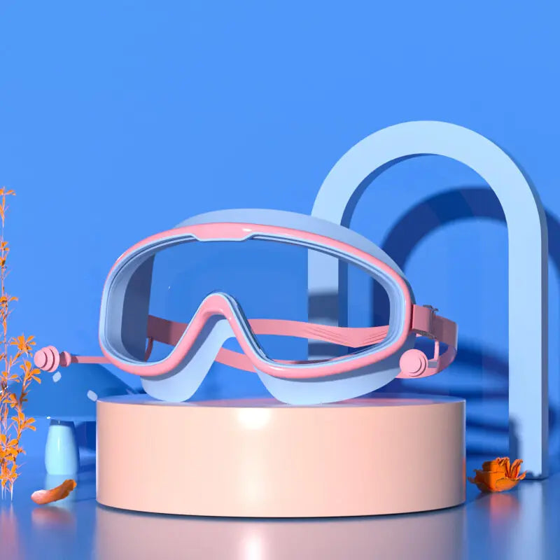 Kids swim goggles big glass len for child boy girl big goggle berenang budak kanta mata besar kanak swim glass